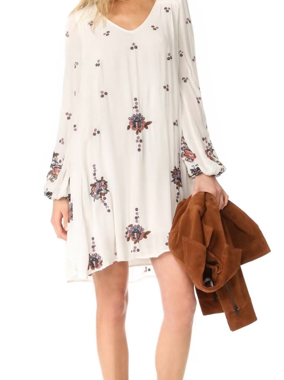 Free People Embroidered Mini Dress Size L - Picture 5 of 11